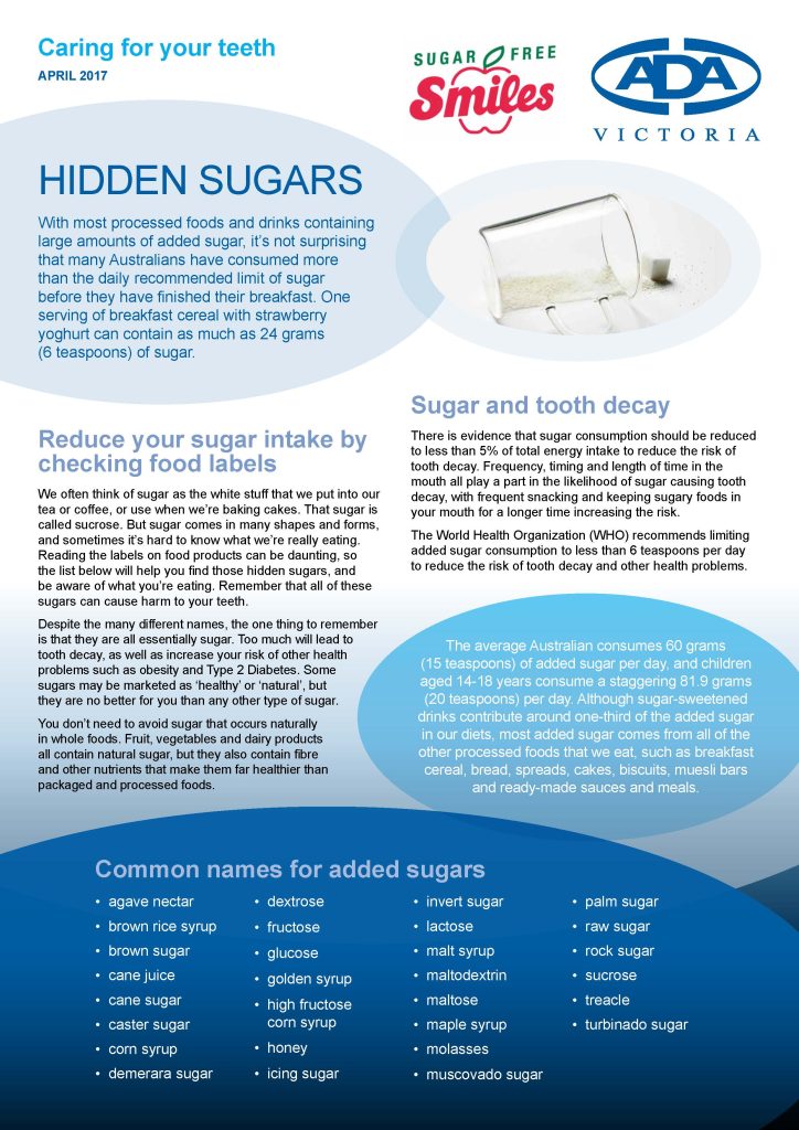 Fact Sheet Oral Health Hidden Sugars Page 1